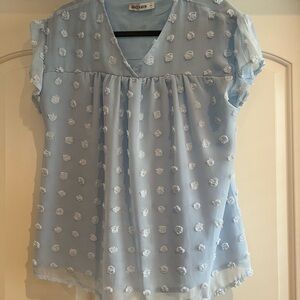 Grace Karin Light Blue Floral Blouse
